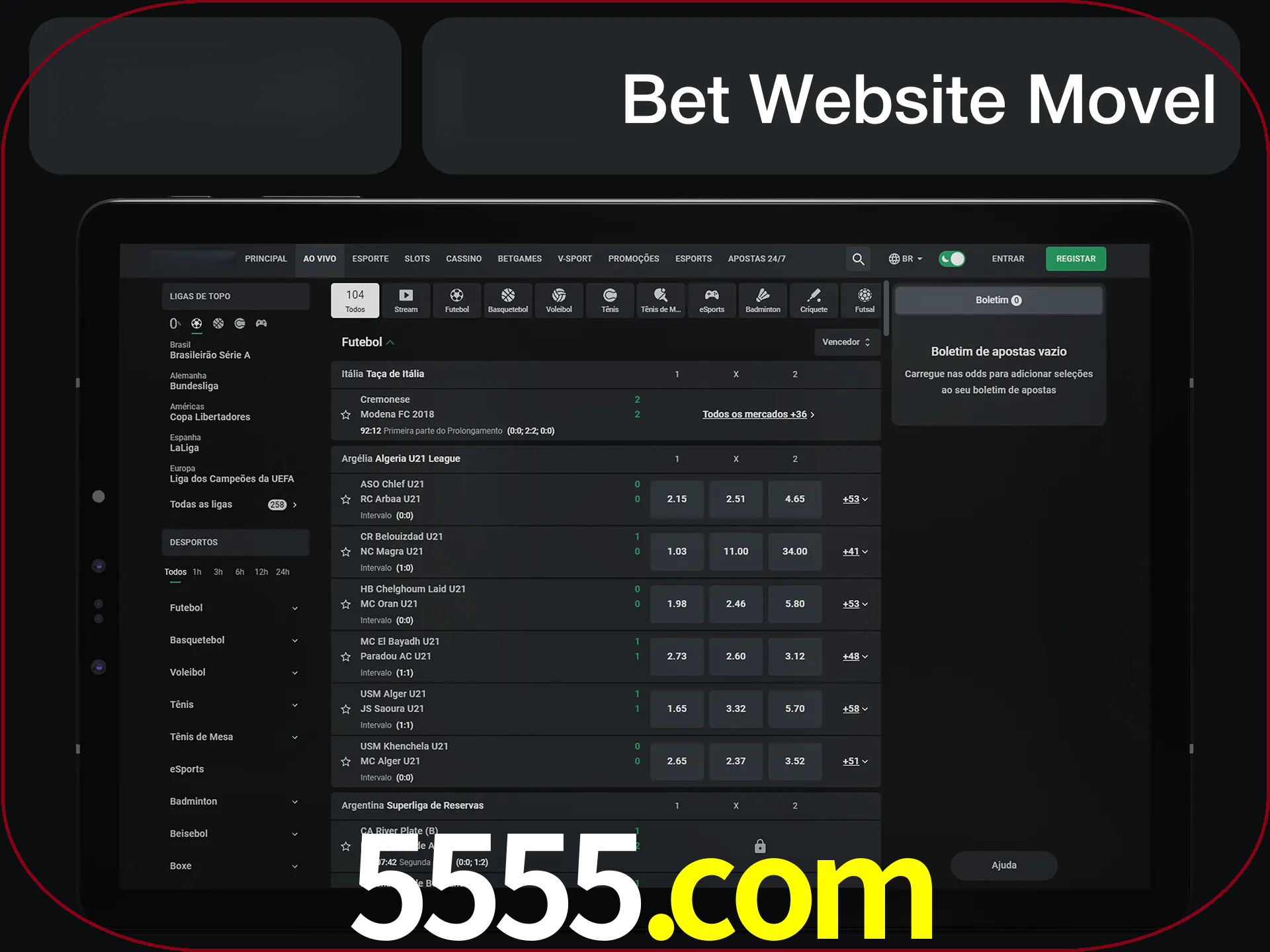 Use nosso website em qualquer dispositivo.